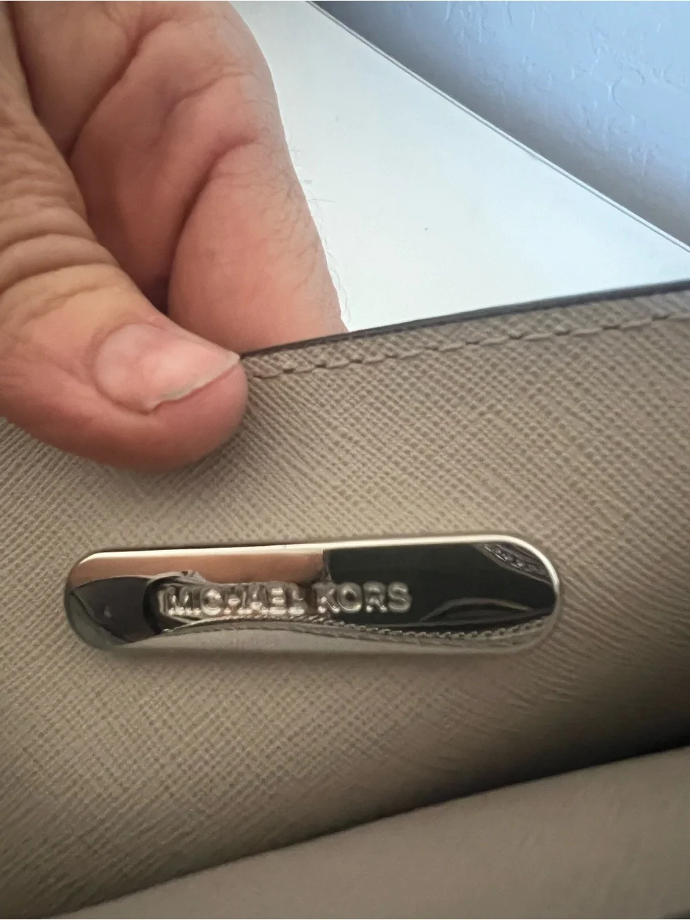 Michael Kors Metallic Silver Pebbled Leather Satchel